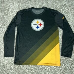 Pittsburgh Steelers Shirt Mens Large Football Nike Dri Long Sleeve Performance